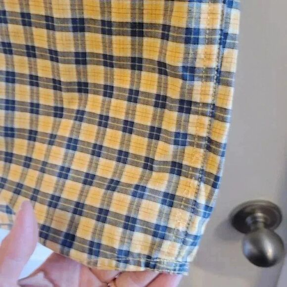 𝅺Eddie Bauer Men's Yellow/Blue Mini Plaid Short Sleeve - Picture 10 of 10